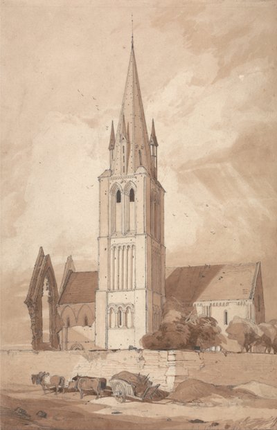 Kirche von Douvres, Normandie von John Sell Cotman